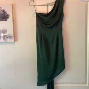 Asymmetrical Green One-Shoulder Dress